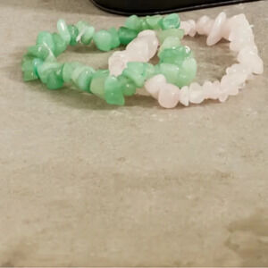 Brand New Jia Jia Set of Two Bracelets Rose Quartz & Aventurine Healing Crystals